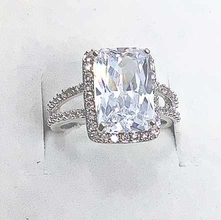 Inele cu cristale - Inel Princess White diametru 17 cm cu cristale placat cu aur 18k