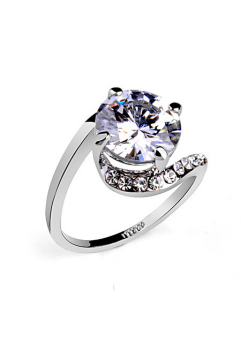 Inel Clasic White diametru 19 cm cu cristale Swarovski placat cu aur 18k [0]