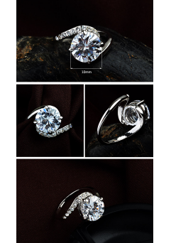 Inel Clasic White diametru 19 cm cu cristale Swarovski placat cu aur 18k [1]