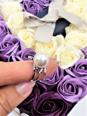 Inel pearl White diametru 17 cm placat cu aur 18k [2]