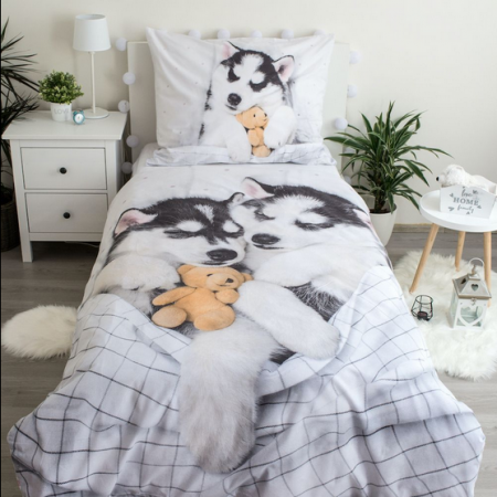 Lenjerie de pat pentru copii Pink Dog 140×200cm, 70×90 cm 8592753027592 Lenjerii de pat Disney - Lenjerie de pat pentru copii Pink Dog 140×200cm, 70×90 cm 8592753027592