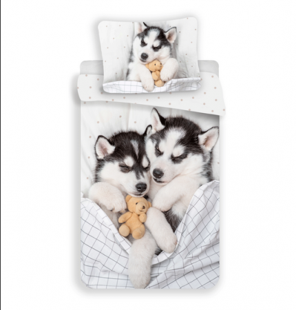 Lenjerie de pat pentru copii Pink Dog 140×200cm, 70×90 cm 8592753027592 [1]