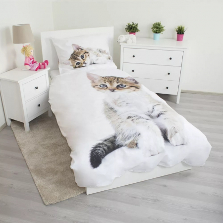 Lenjerie de pat pentru copii Pisica 140×200cm, 70×90 cm JFK018132 [0]