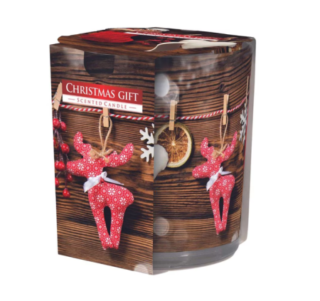 Accesorii casa - Lumânare Parfumată în Pahar Imprimat Christmas Gift, 22 Ore | Lumânare Decorativă Crăciun | e-Cadou