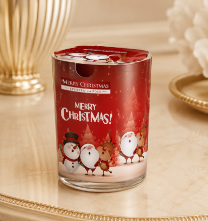 Lumanare Parfumata in Pahar Imprimat Christmas Gift, 22 Ore sn72s-09 [1]