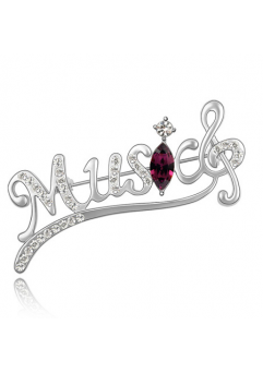 Brose cu cristale - Brosa Music silver  cu elemente Swarovski purple si placata cu aur 18K garantie 6 luni