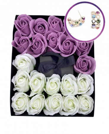 Pachet cadou dama  cu 19-22 trandafiri de sapun  Aniela multicolor cu cristale, din otel inoxidabil, CS128 [1]