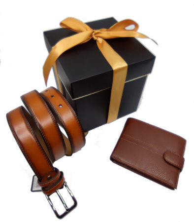Pachet Promo Portofel de piele si Curea de barbati maro 125cm, LY1925-115-188 [0]