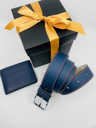 Pachet Promo Portofel si Curea de piele naturala de barbati neagra C140BLM-RO140cm, produs in Romania [1]