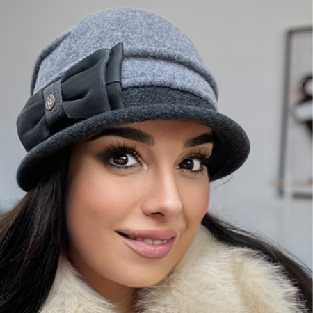 Palarie de dama moderna  MIRUNA 100% lana, marime universala D25.05.GRI 01 made  Polonia [1]