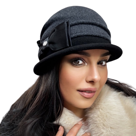 Palarie de dama moderna  MIRUNA 100% lana, marime universala D25.05.GRI 02 made  Polonia [1]