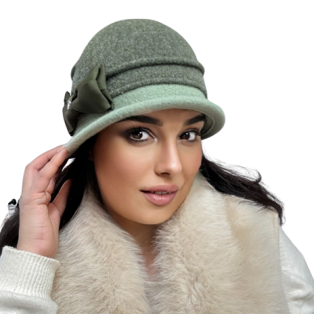 Palarie de dama moderna  MIRUNA 100% lana, marime universala D25.05.verde 01 made  Polonia [1]