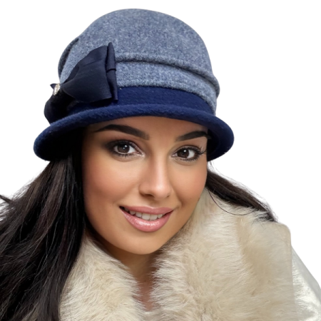 Caciuli si palarii dama - Palarie de dama moderna  MIRUNA 100% lana, marime universala D25.05.blue 01 made  Polonia