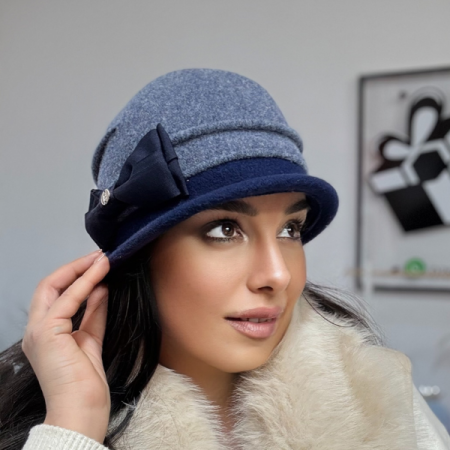 Palarie de dama moderna  MIRUNA 100% lana, marime universala D25.05.blue 01 made  Polonia [1]