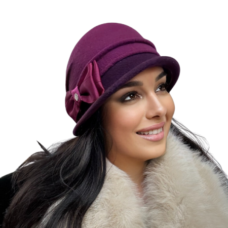 Caciuli si palarii dama - Palarie de dama moderna  MIRUNA 100% lana, marime universala D25.05.roz 01 made  Polonia