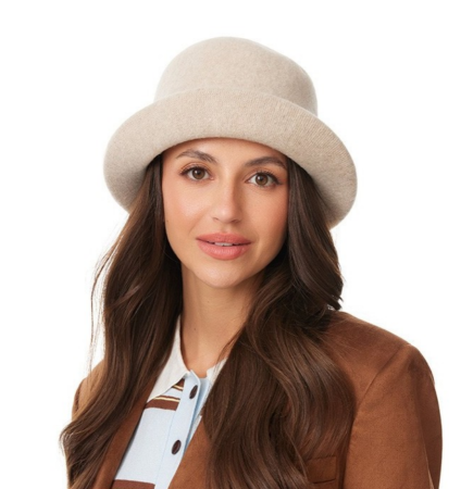 Caciuli si palarii dama - Palarie de dama moderna  MIRUNA 100% lana, marime universala D25.03.960 crem   made  Polonia