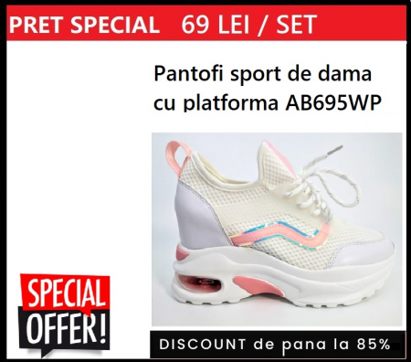 Pantofi sport de dama  cu platforma AB695WP-WHITE-PINK [0]