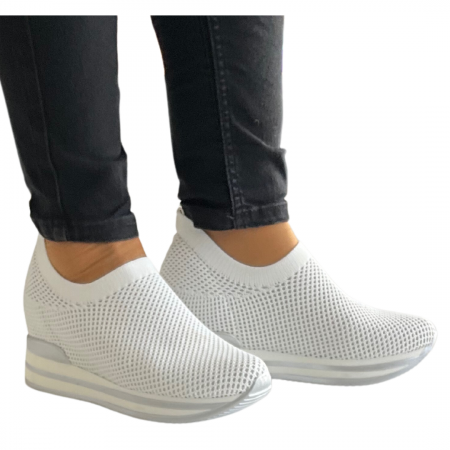 Pantofi sport de dama albi  cu platforma H0112 [0]