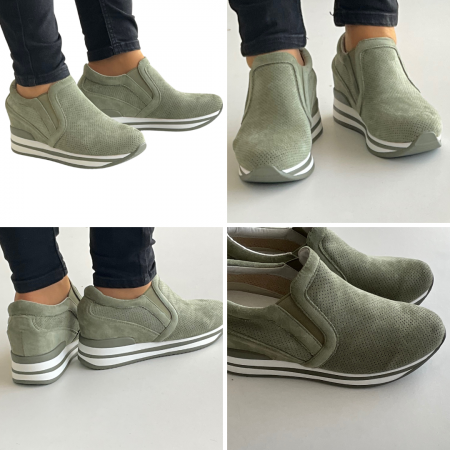 Pantofi sport de dama  verzi cu platforma H01096V [1]