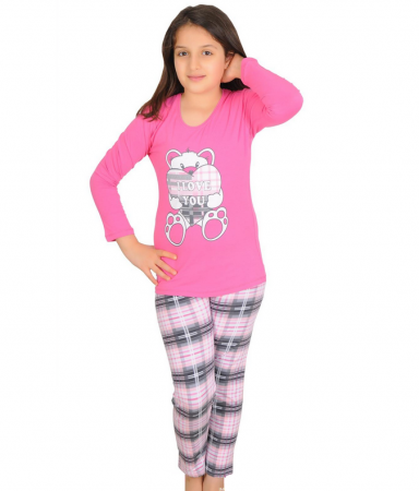 Pijamale - Pijama bumbac două piese pentru fetite Sweet Dream, 6-14 ani, 4059, culoare roz