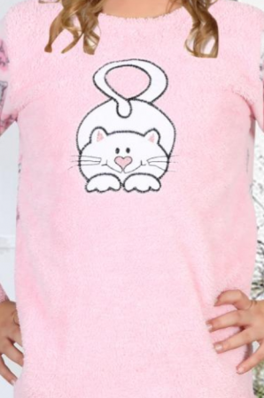 Pijama Cocolino din două piese pentru fete, culoare roz, model cu pisica, 6-14 ani, 9020 [1]