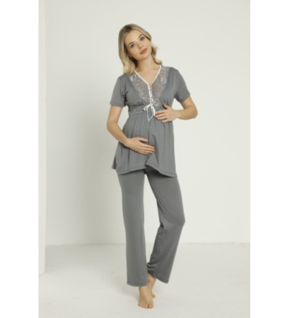 Pijama din 2 piese pentru gravide si proaspete mamici, Material Bumbac, Lux, JEN50331 [1]