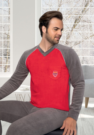 Pijama din două piese,barbati, Material polar, Lux,  7004gri, 100%micro [0]