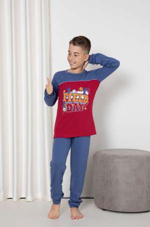 Fashion - Pijama din două piese pentru baieti, Material bumbac Interlok, Berfin 081
