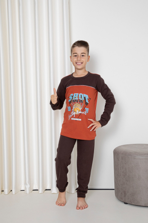 Fashion - Pijama din două piese pentru baieti, Material bumbac Interlok, Berfin 082