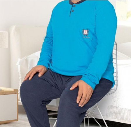 Pijama serie mare Battal din două piese pentru barbati, Material bumbac,8054-1 [2]