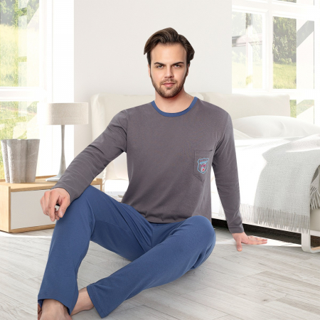 Pijama din două piese pentru barbati, Material bumbac Interlok, Berfin 8058 [1]