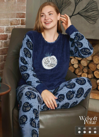 Pijamale de dama groase - Pijama femei cocolino serie mare Battal, din două piese, Material 100% micro, PIJ14216
