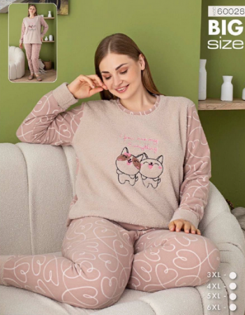 Pijamale - Pijama femei cocolino serie mare Battal, din două piese, Material 100% micro, PIJ60028