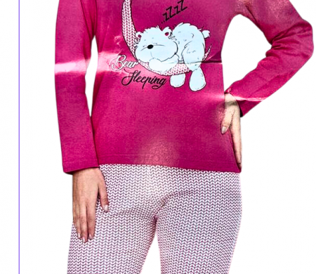 Pijama FEMEI cu ursuleti, din două piese, Material 100% bumbac, Lux,  Baray [1]