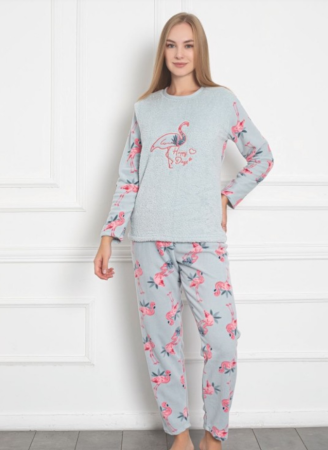 Pijamale de dama groase - Pijama FEMEI polar si cocolino din două piese, Material 100% micro, Lux,  BAK320
