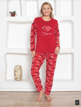 Pijamale de dama - Pijama FEMEI polar si cocolino din două piese, Material 100% micro, Lux,  BAK321