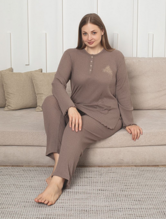 Pijamale de dama groase - Pijama FEMEI serie mare Battal, din două piese, Berfin Fitil 709