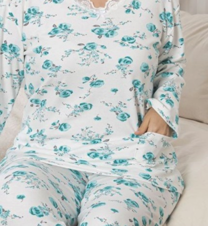 Pijama FEMEI serie mare Battal, din două piese, Material Bumbac, Lux, BERF1016 [2]