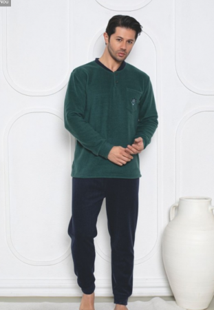 Pijamale de barbati - Pijama groasa din două piese, barbati, Material polar, Lux,  Baki1051  100%micro