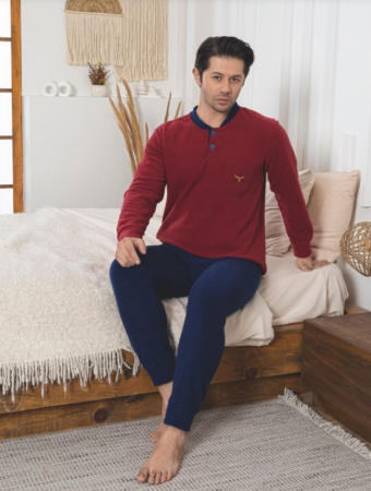 Pijamale de barbati - Pijama groasa din două piese, barbati, Material polar, Lux,  BakI84 100%micro