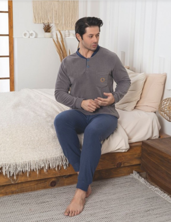 Pijamale de barbati - Pijama groasa din două piese, barbati, Material polar, Lux,  BakI85 100%micro