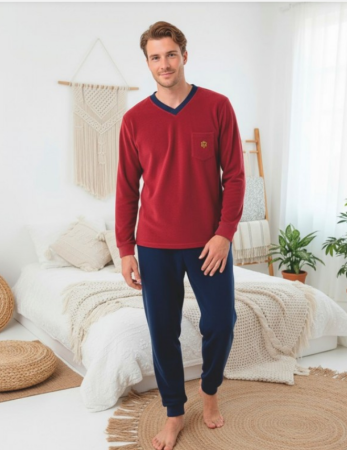 Pijamale de barbati groase - Pijama groasa din două piese, barbati, Material polar, Lux,  BakI89 100%micro