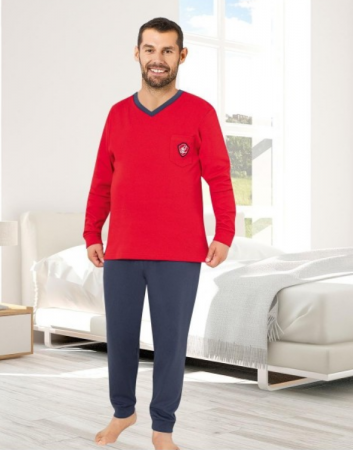 Pijama serie mare Battal din două piese pentru barbati, Material bumbac, big size, 3008 [1]
