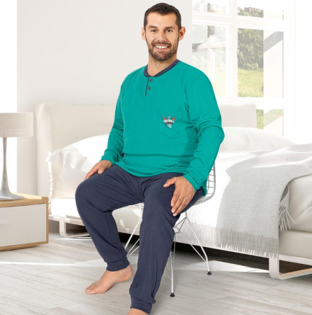 Pijama serie mare Battal din două piese pentru barbati, Material bumbac, big size, 8052-1 [0]