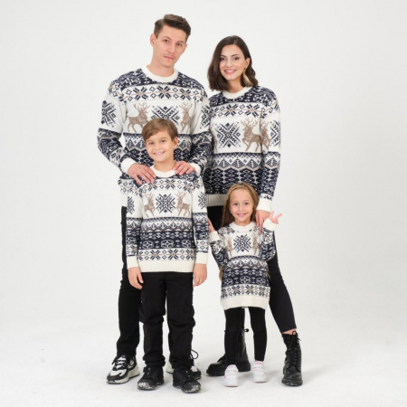 Plovere Family mama tata  si copil cu Reni si stelute, culoare alb, pentru Craciun de poveste AA012 [1]