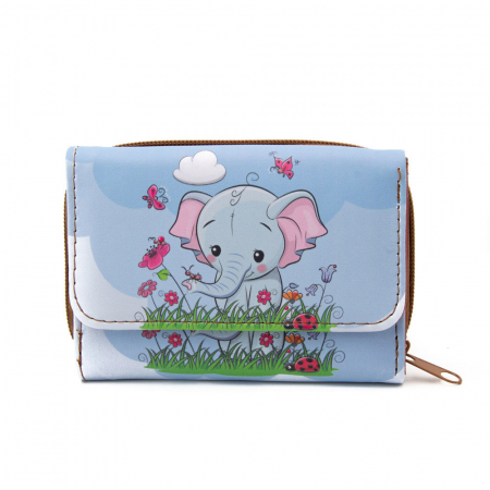 Portofel albastru, Elefantel ,pentru copii, din piele ecologica [0]