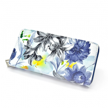 Portofel Dama Din Piele Ecologica Magic Flowers, Albastru [0]