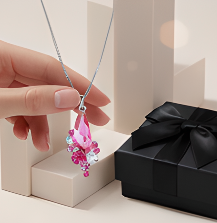 Seturi cu cristale - Promo Colier ANGEL DROP  rose cu cristale + cercei asortati CADOU