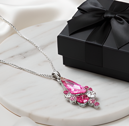 Promo Colier ANGEL DROP  rose cu cristale + cercei asortati CADOU [1]