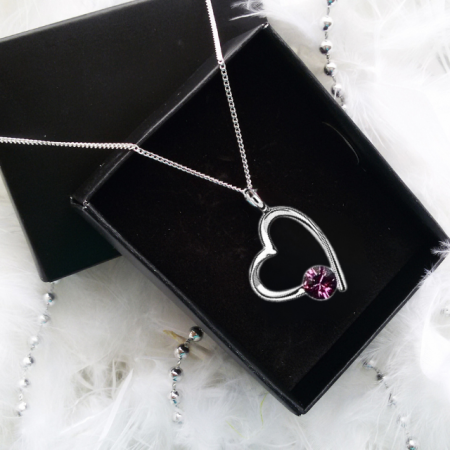 Colier BRIGHT LOVE amethist cu elemente Swarovski, placat cu aur 18k [1]